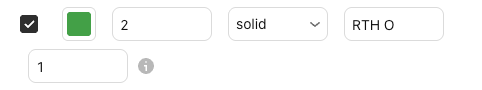 The settings of RTH O in the Basics settings window, Inputs tab, with their defaults